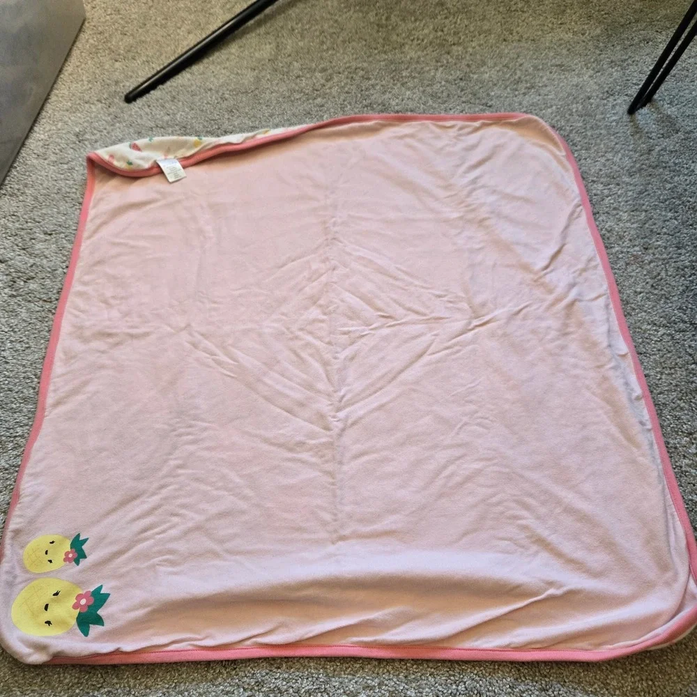 Gymboree Pink Pineapple 2018 Reversible Cotton Baby Blanket One Size